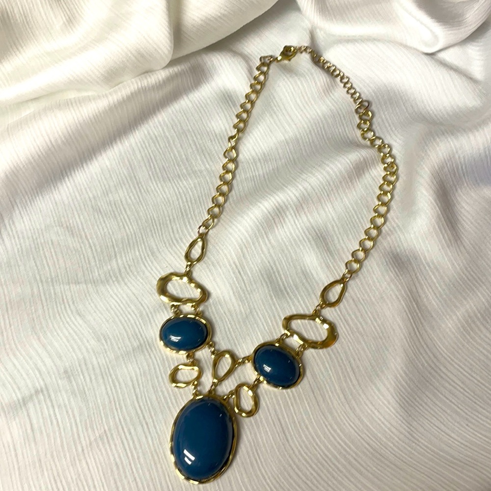 Cute Gold and Blue Necklace